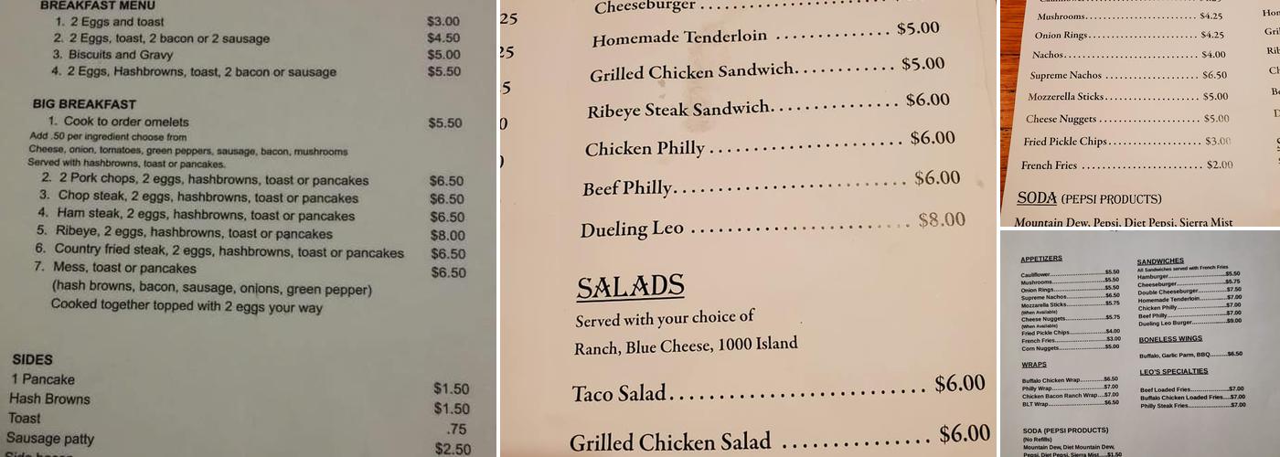 Dueling Leos Menu