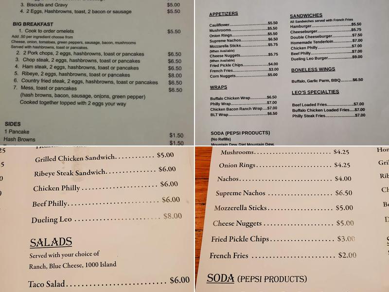 Dueling Leos Menu