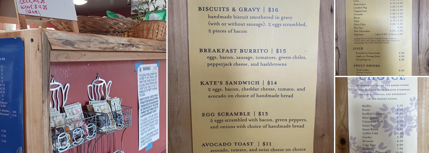 Kate's Cafe Menu