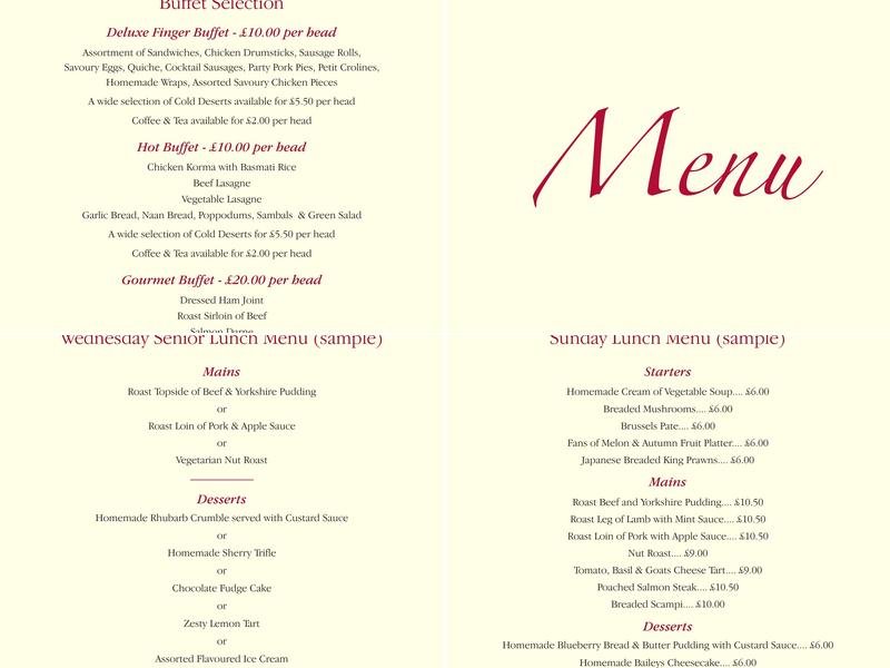 The Stumble Inn Menu