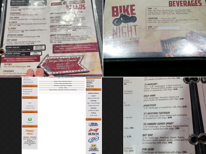 Rides Bar & Grill Menu