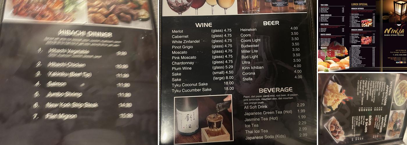 Ninja sushi steak house Menu