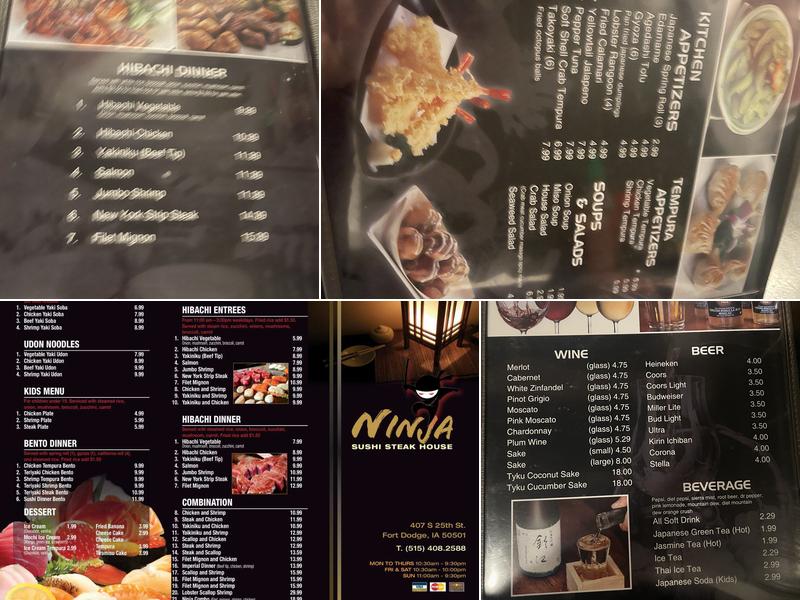 Ninja sushi steak house Menu