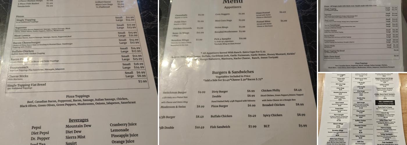 Rails Bar & Grill Menu