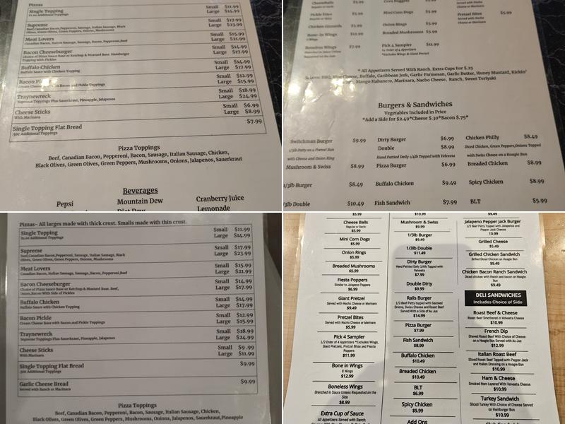 Rails Bar & Grill Menu