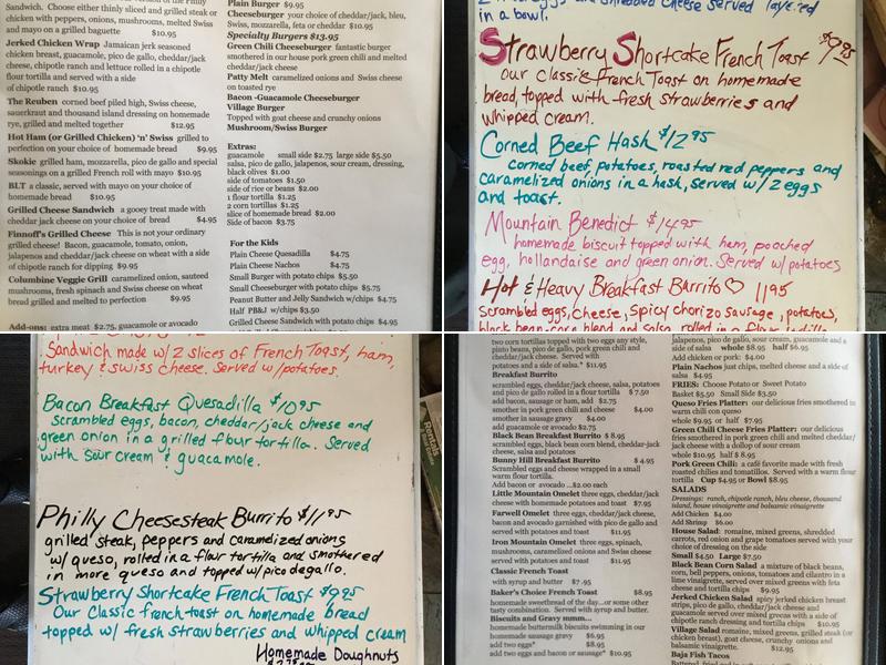 Hahns Peak Cafe Menu