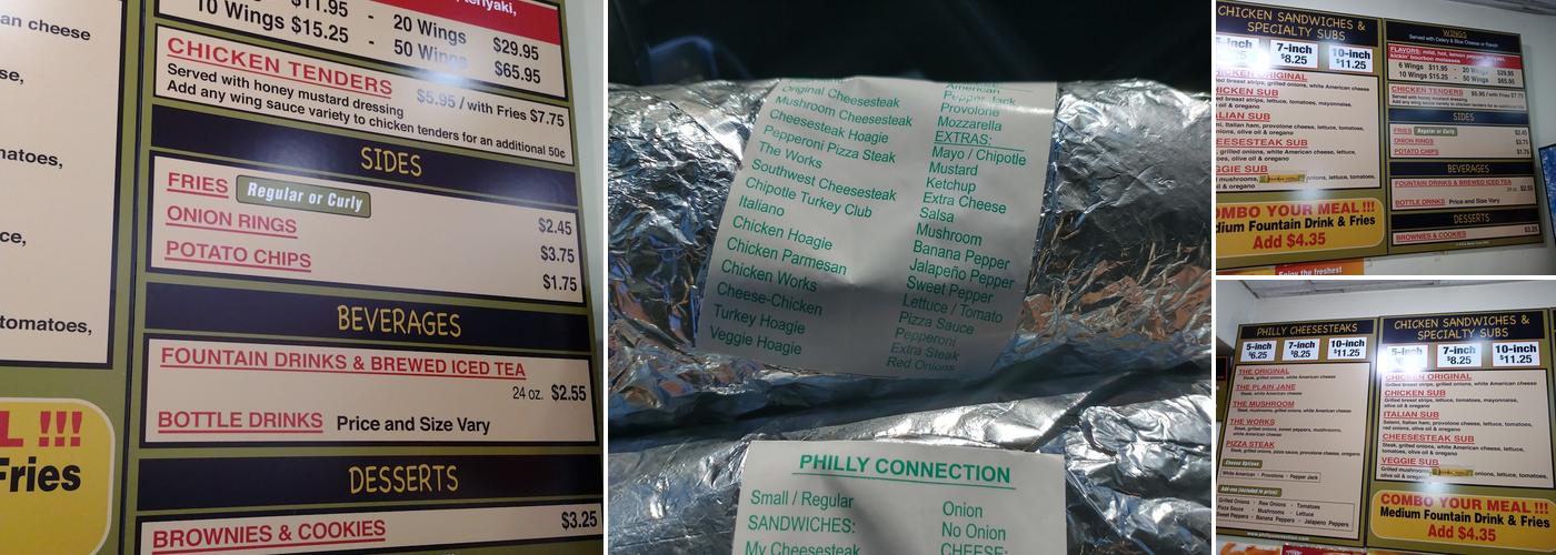 Philly Connection Menu