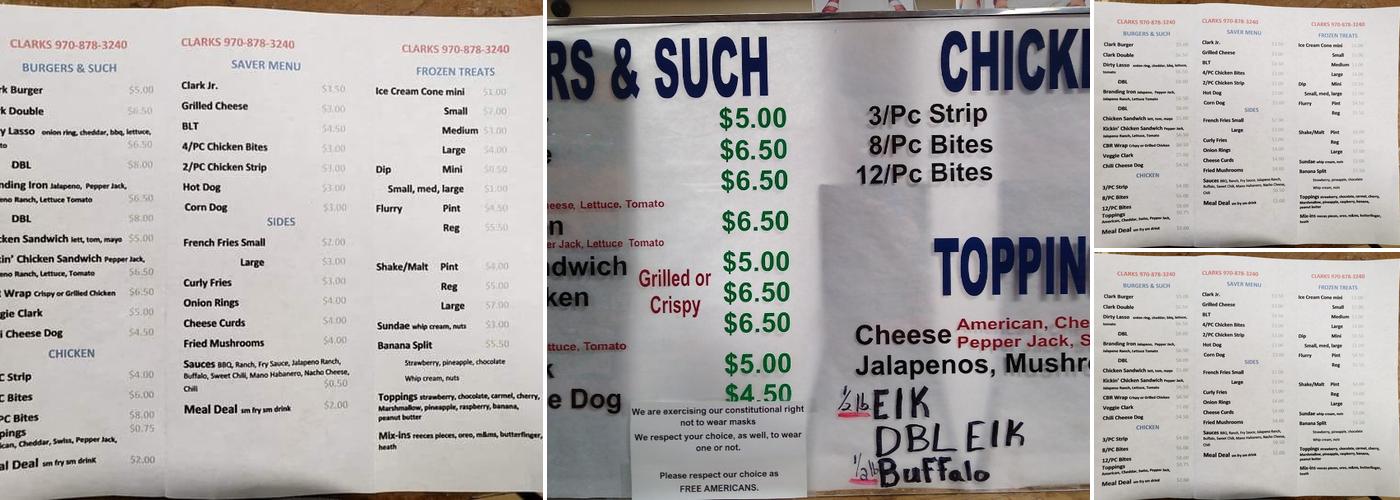 Clarks Menu