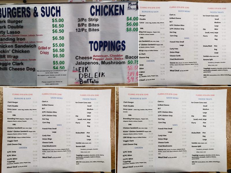 Clarks Menu