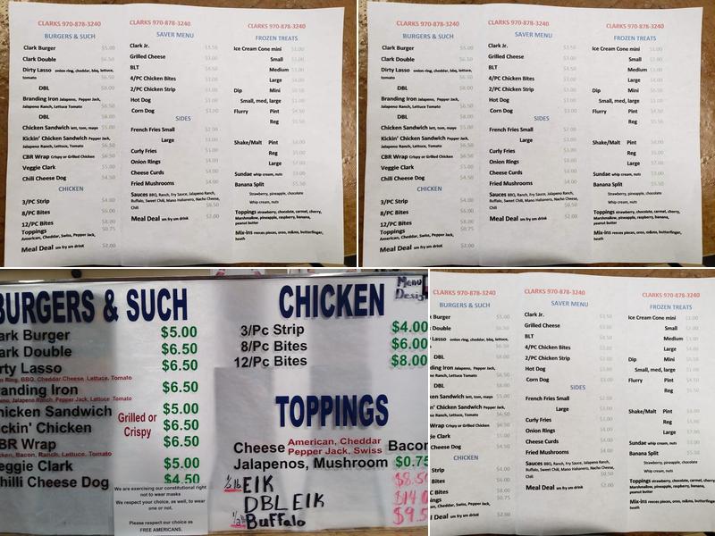 Clarks Menu