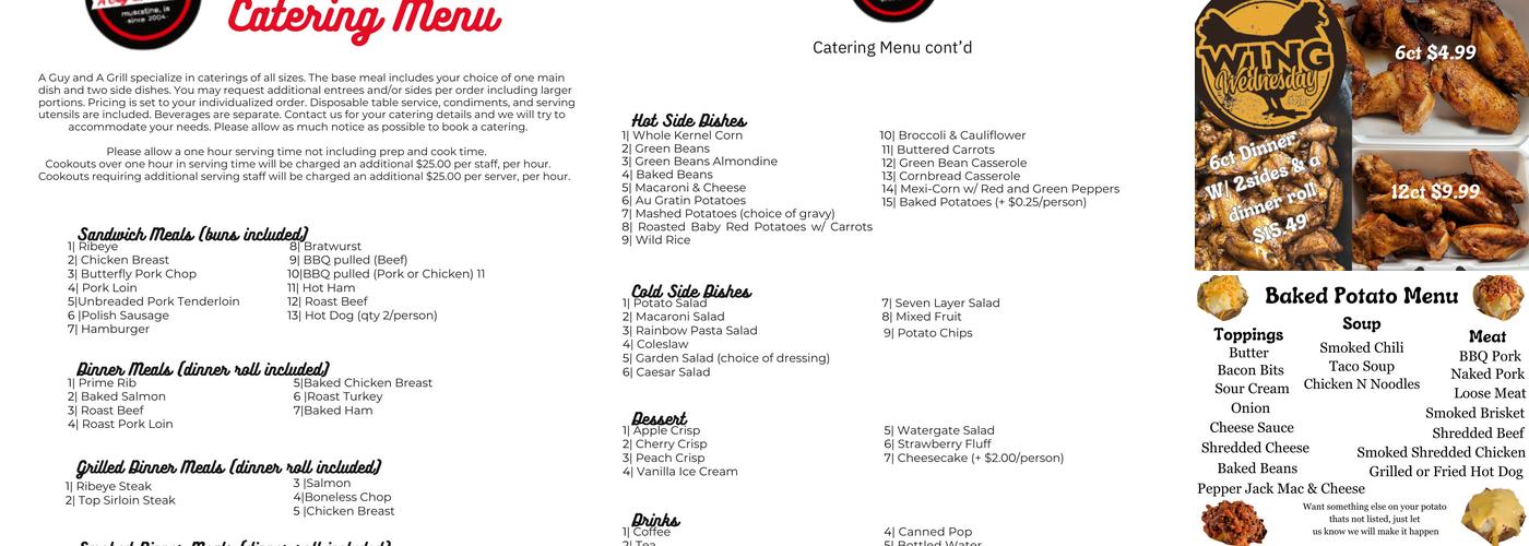 A Guy and a Grill Catering Service Menu