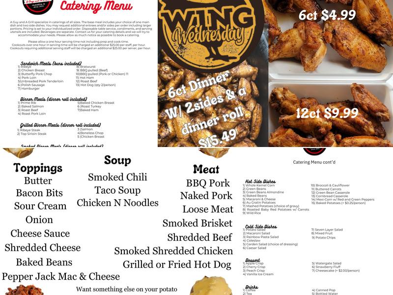 A Guy and a Grill Catering Service Menu