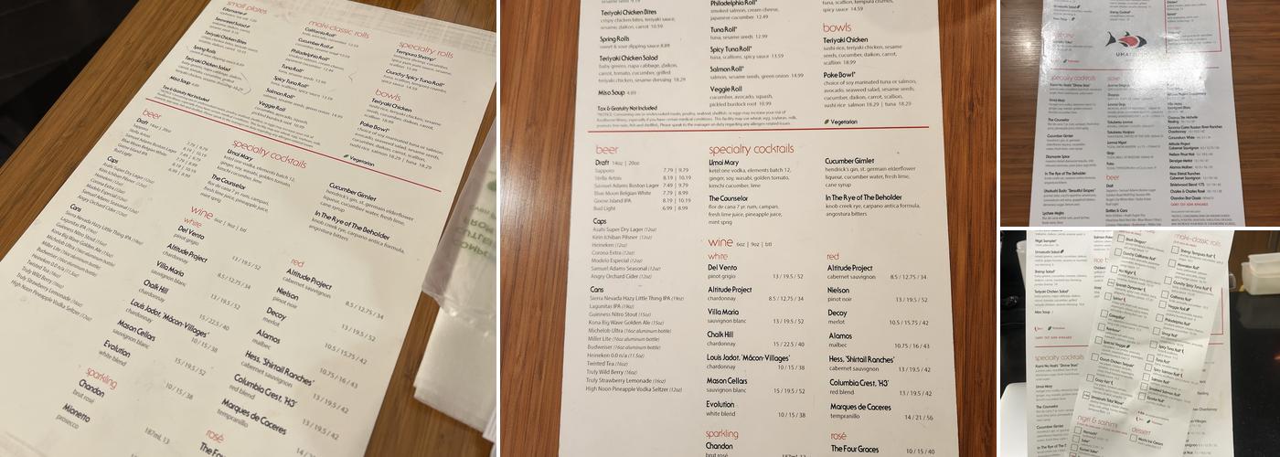 Umaizushi Menu