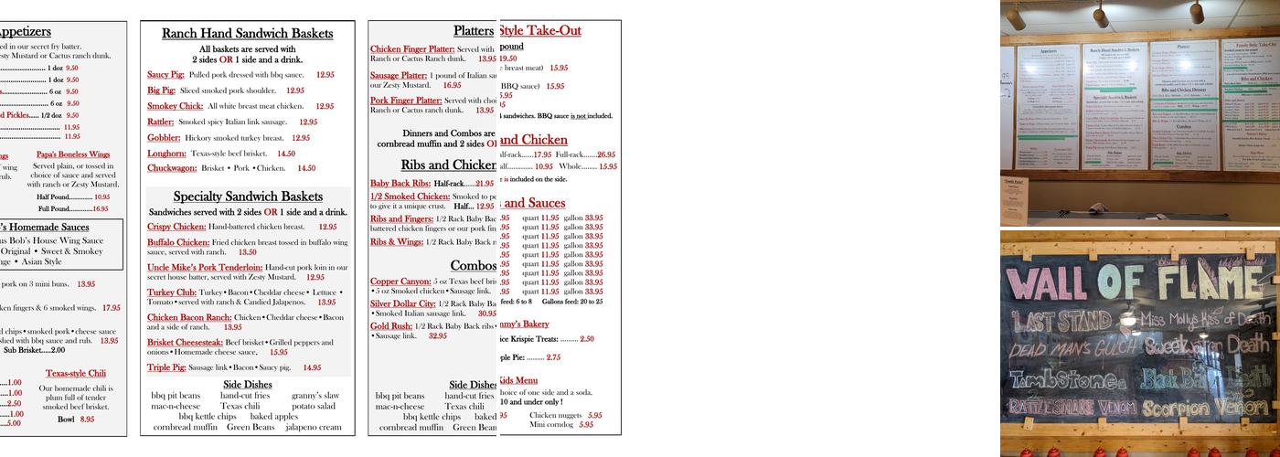 Cactus Bob's BBQ Corral Menu