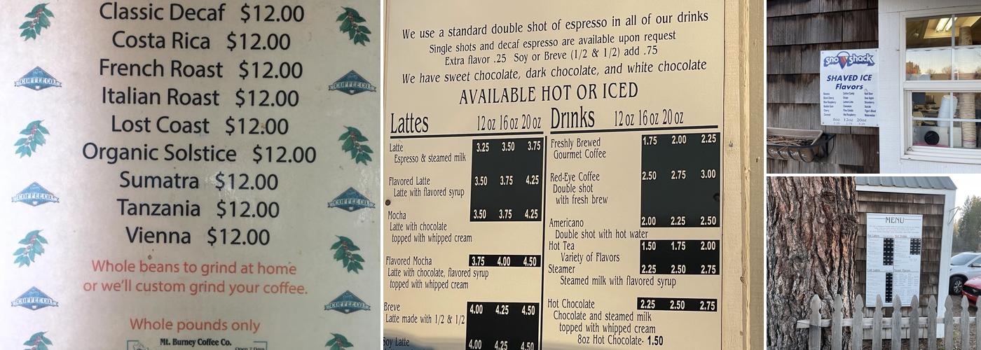 Mt Burney Coffee Co Menu