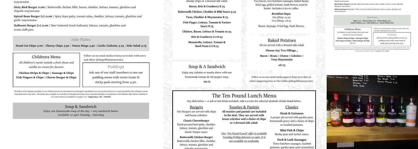 The Griffin Inn Oswestry Menu