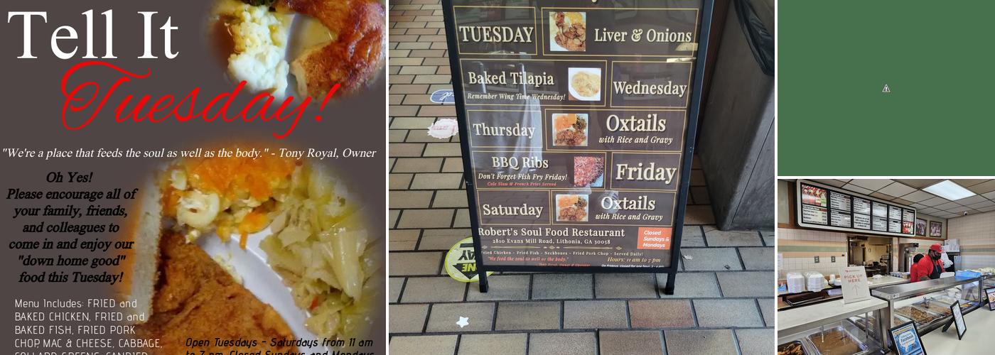 Robert's Restaurant Menu