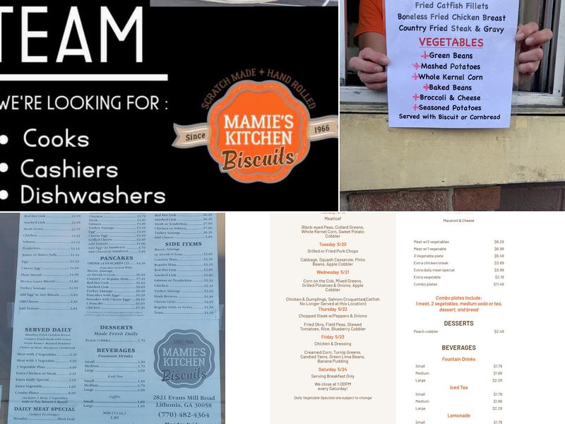 Mamie's Kitchen Biscuits Menu