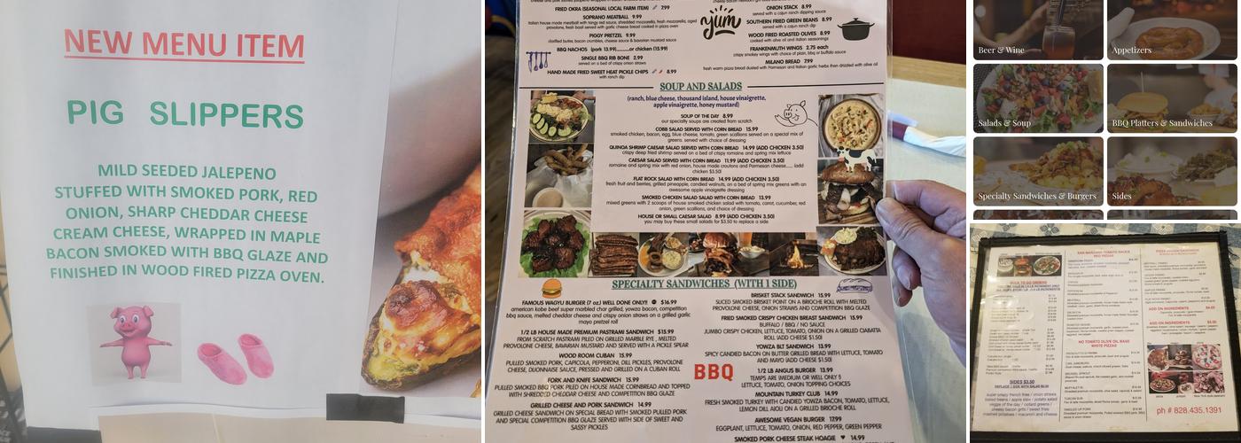 Flat Rock Wood Room Menu