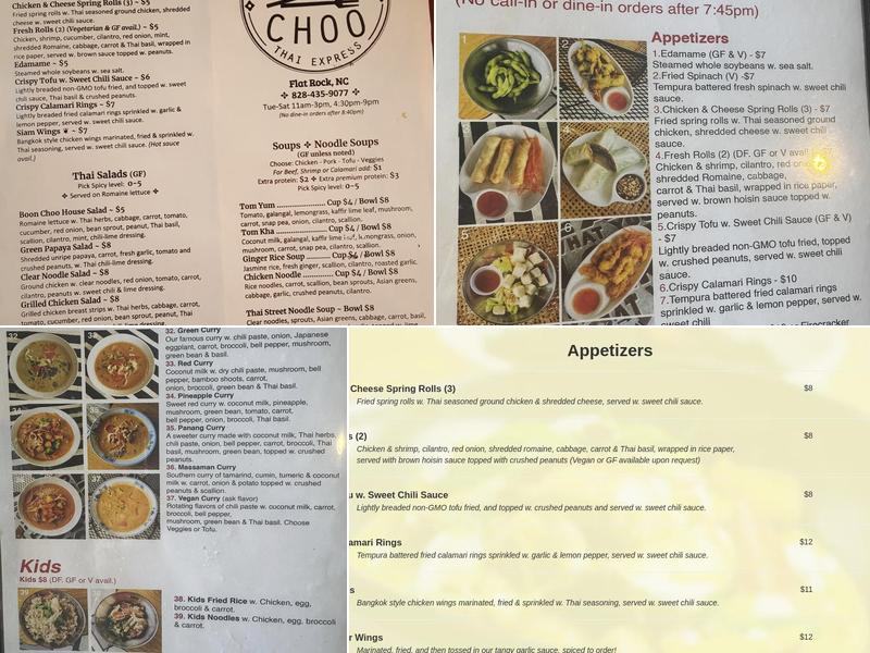 Boon Choo Thai Express Menu