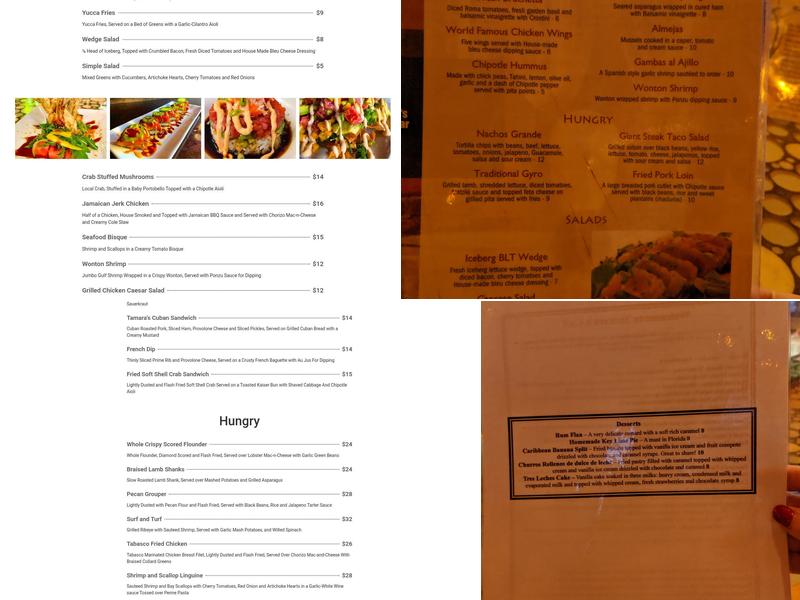 Tamara's Café Menu