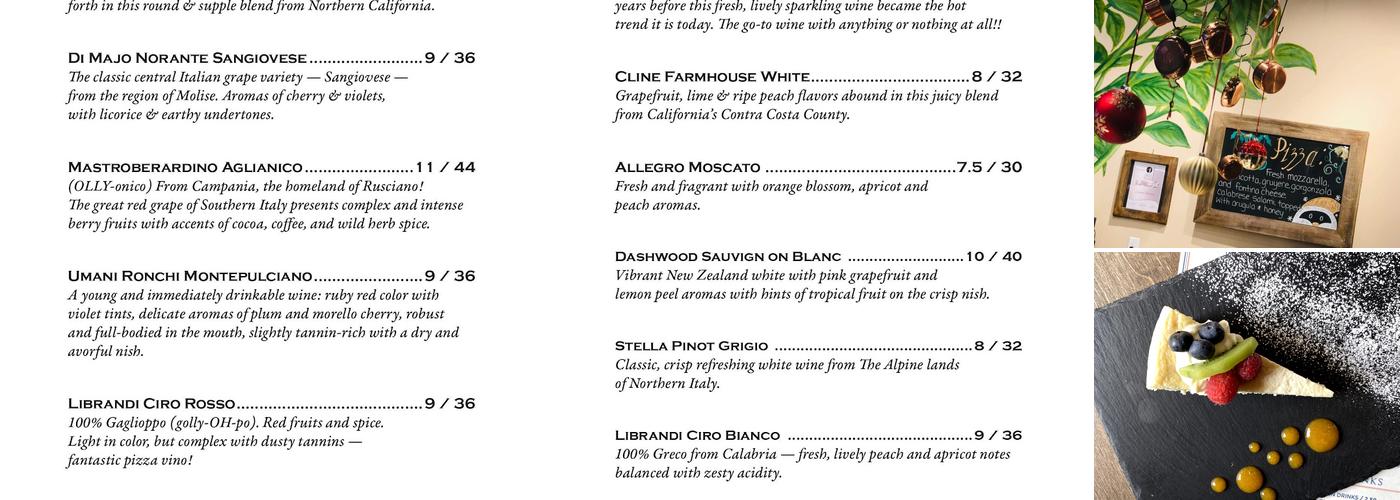 Rusciano's Authentic Taste of Napoli Menu