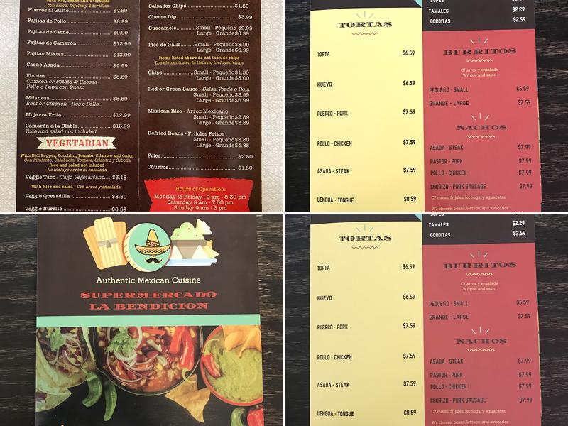 Supermercado La Bendicion Menu