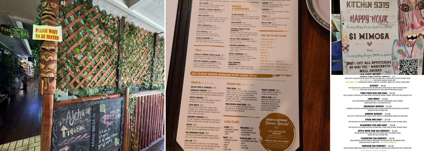 Kitchen 5315 Restaurant & Tiki Bar Menu