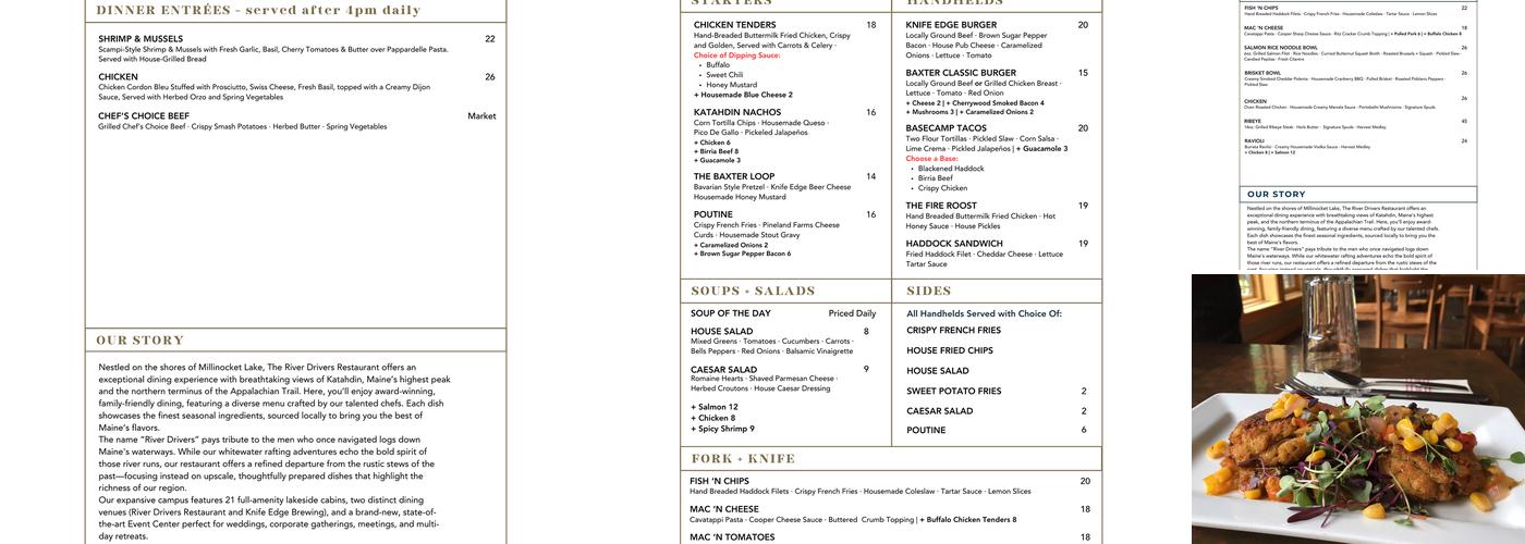 River Driver's Restaurant Menu