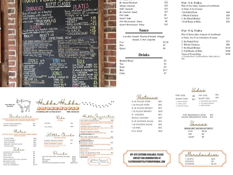 Hubba Hubba Smokehouse Menu