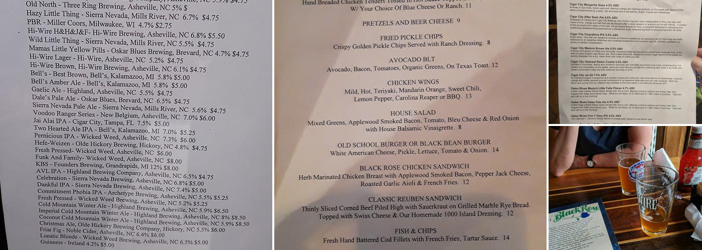 Black Rose Public House Menu