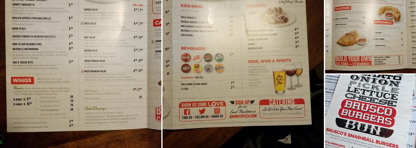 Johnny's New York Style Pizza Menu