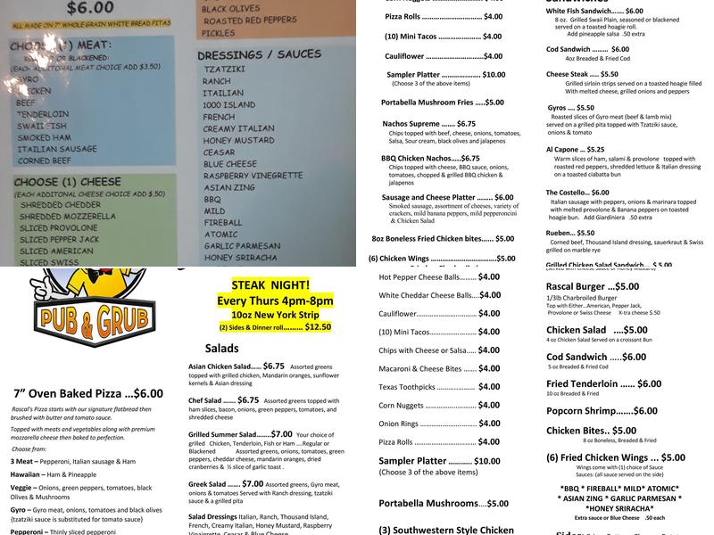 Rascal's Pub & Grub Menu