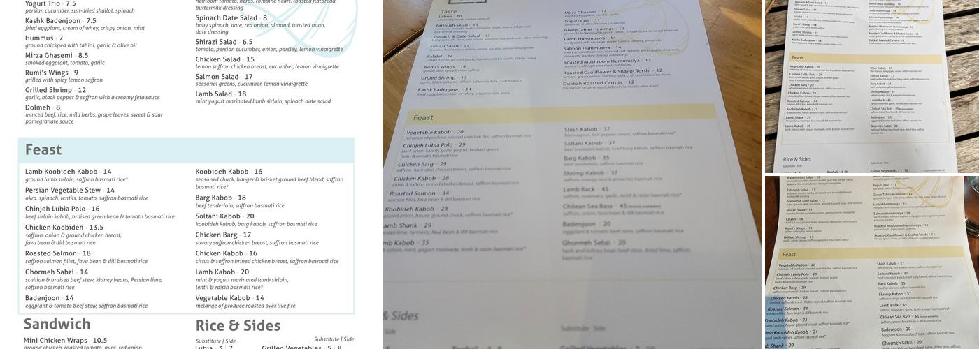 Rumi's Kitchen Avalon Menu