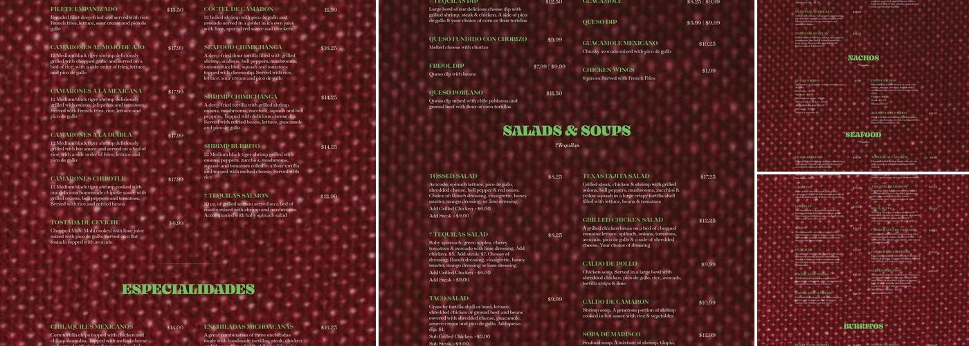 7 Tequilas Cantina Menu