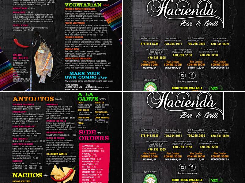 Hacienda Bar & Grill Menu