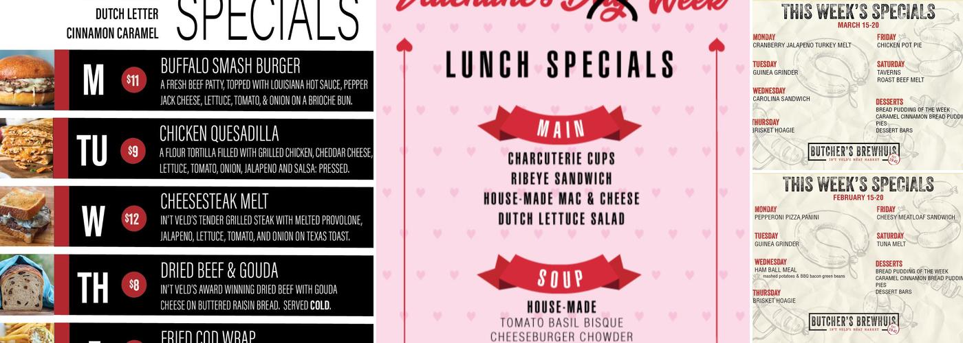 In't Veld's Meat Market Menu