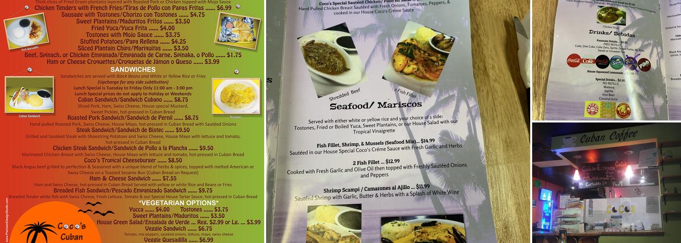 Coco's Cuban Restaurant Menu