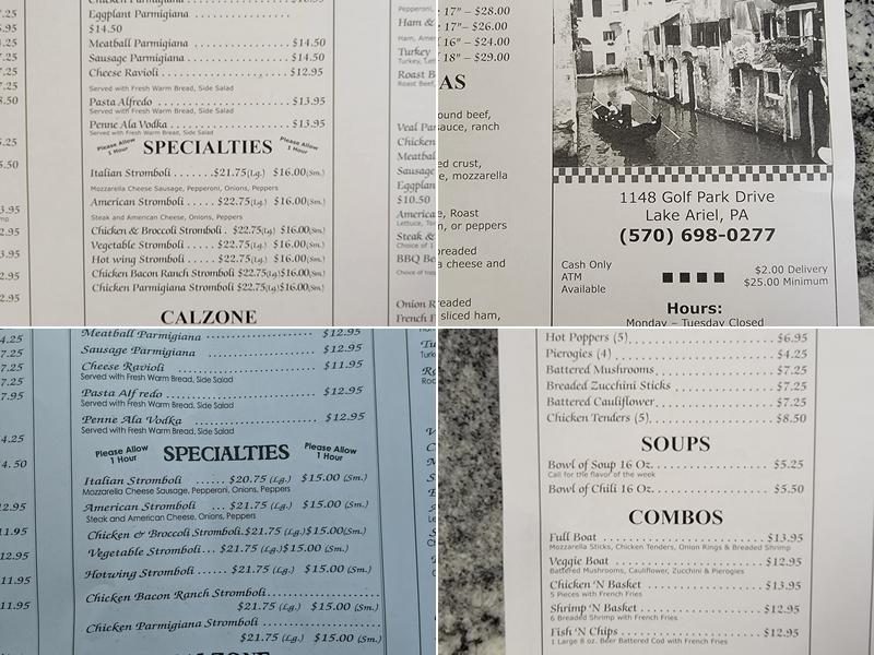 Al Dentes Pizzeria - Golf Park Drive lake ariel Menu