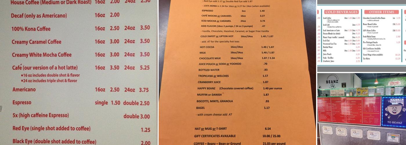 BEANZ Menu