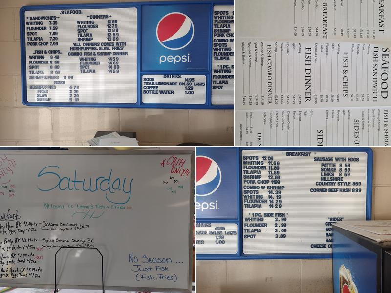Lamar's Fish & Chips Menu