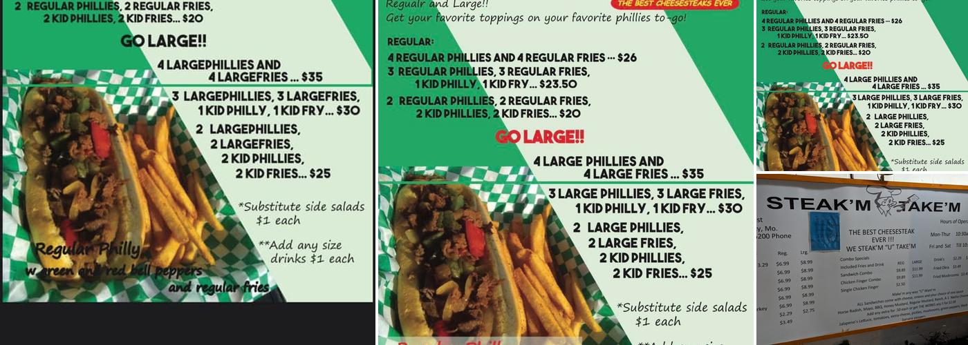 Steak'm Take'm Menu