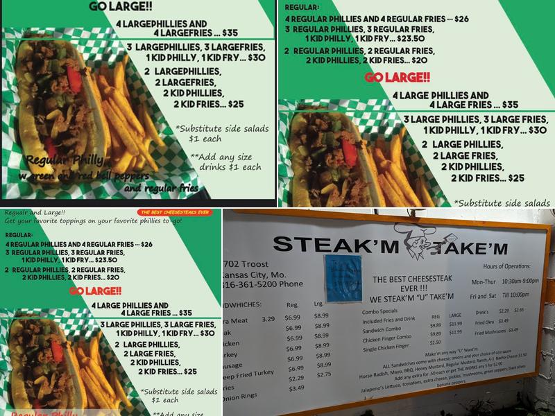 Steak'm Take'm Menu