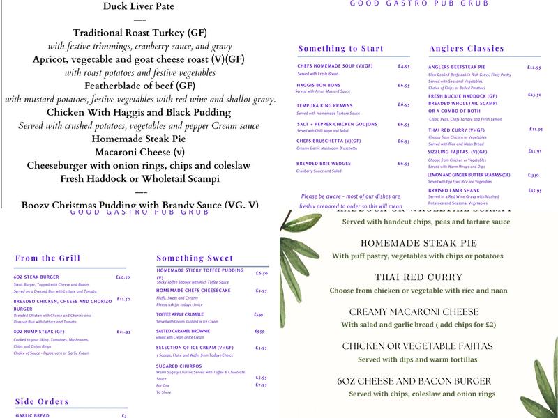 The Anglers Inn Menu