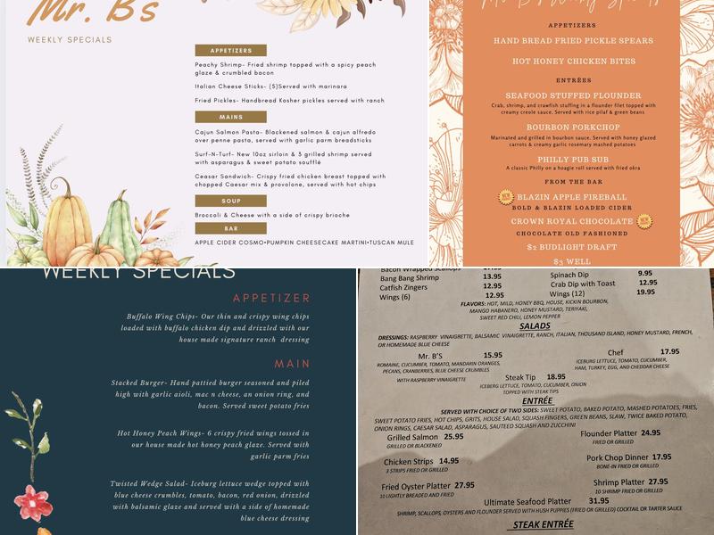 Mr B's Menu