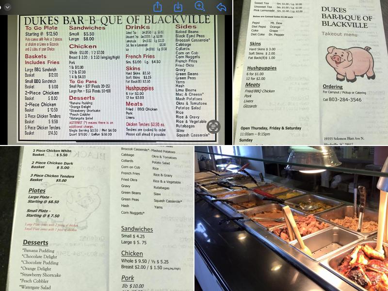 Dukes BBQ of Blackville Menu