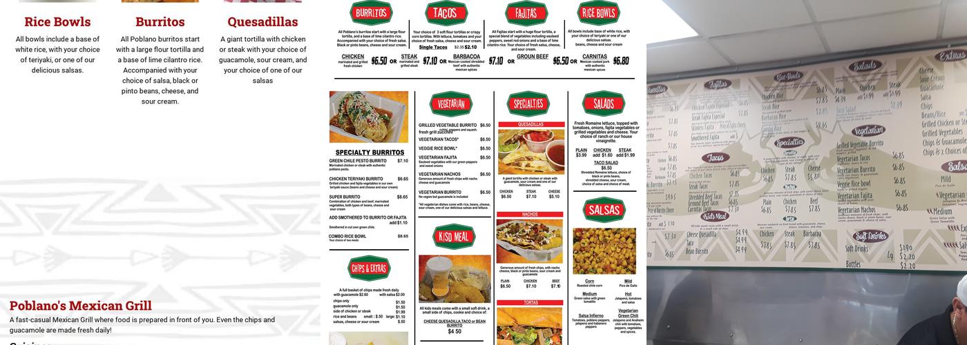Poblano's Mexican Grill Menu