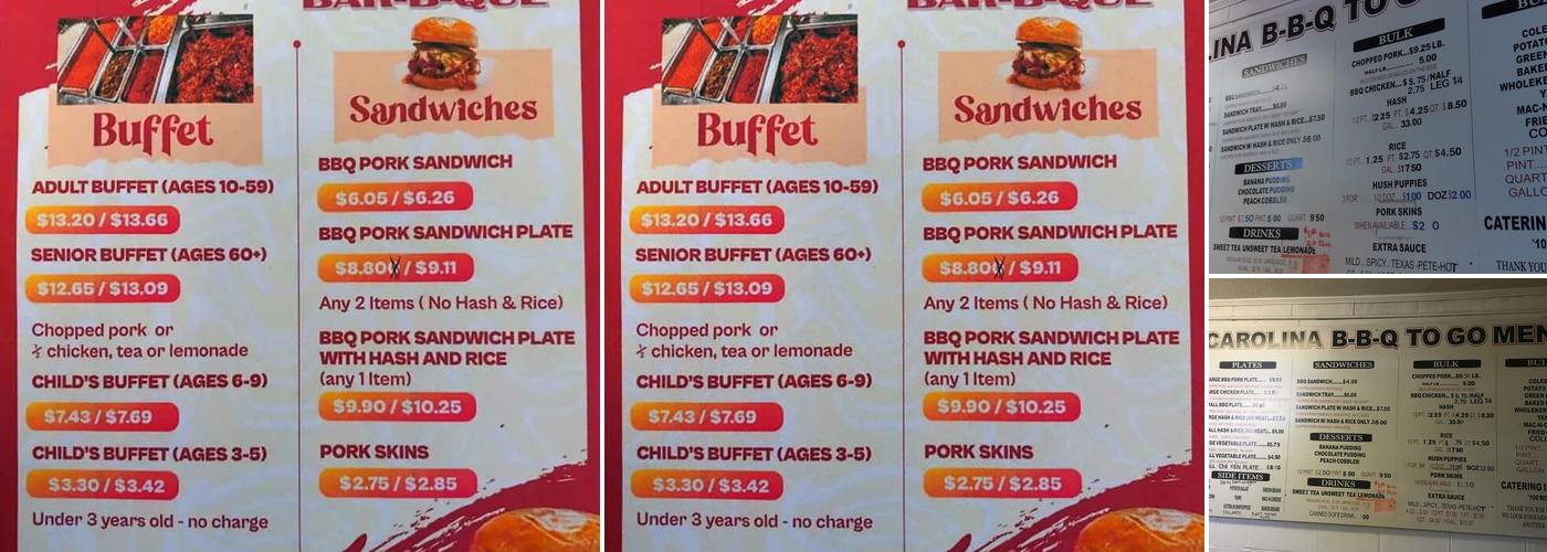 Carolina Bar-B-Que Menu