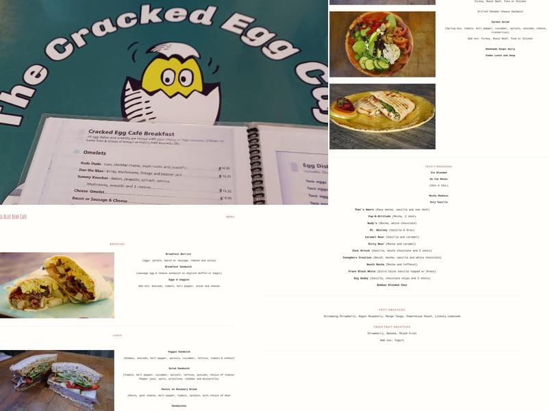 Big Blue Bear Menu