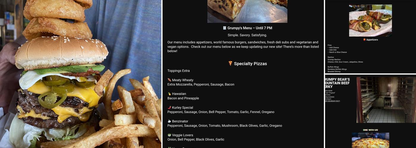 Grumpy Bears Retreat Menu